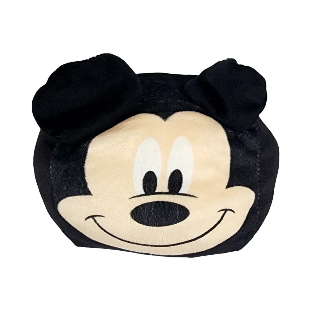 Disney Mickey Mouse Plush Head Squishy Round Pillow Black‎ Cream 5 Inch